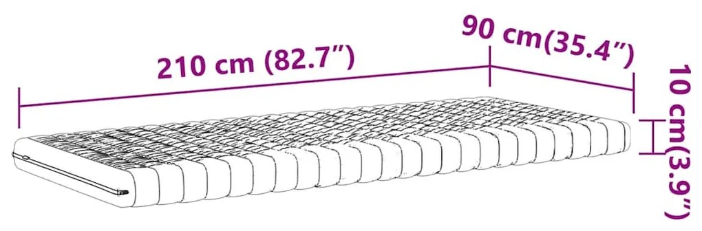 fehér 7 zónás 20 ILD keménységű habmatrac 90 x 210 cm