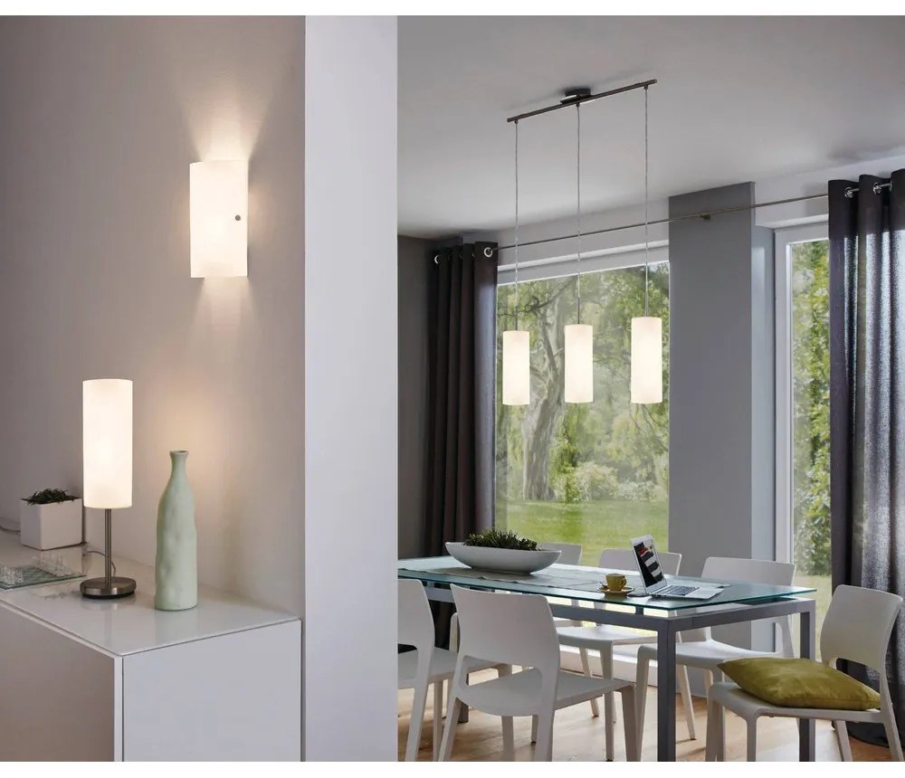 Fehér-ezüstszínű függőlámpa üveg búrával TROY 3 – EGLO