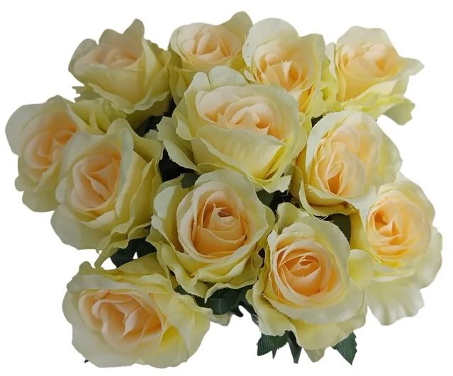 Csokor krémszínű rózsák zölddel. 12 db, h. 65 cm
