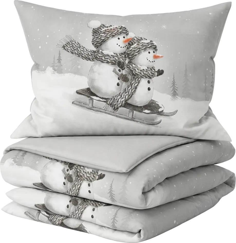 3D ágyneműhuzat Renforcé pamutból FROSTY szürke, 100% pamut Ágyneműhuzat mérete: 80 x 80 cm | 135 x 200 cm