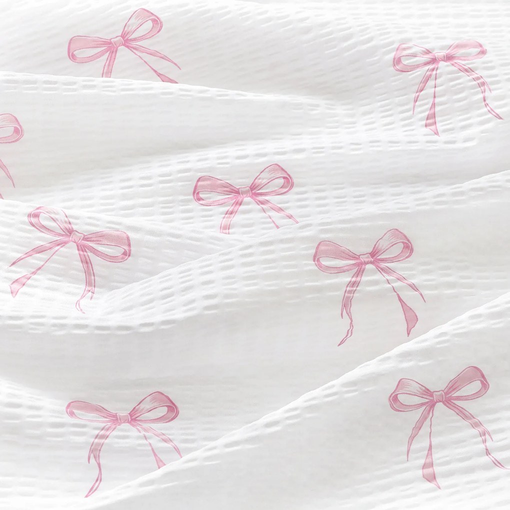 Goldea krepp ágyneműhuzat - rózsaszín masnik 140 x 200 és 70 x 90 cm