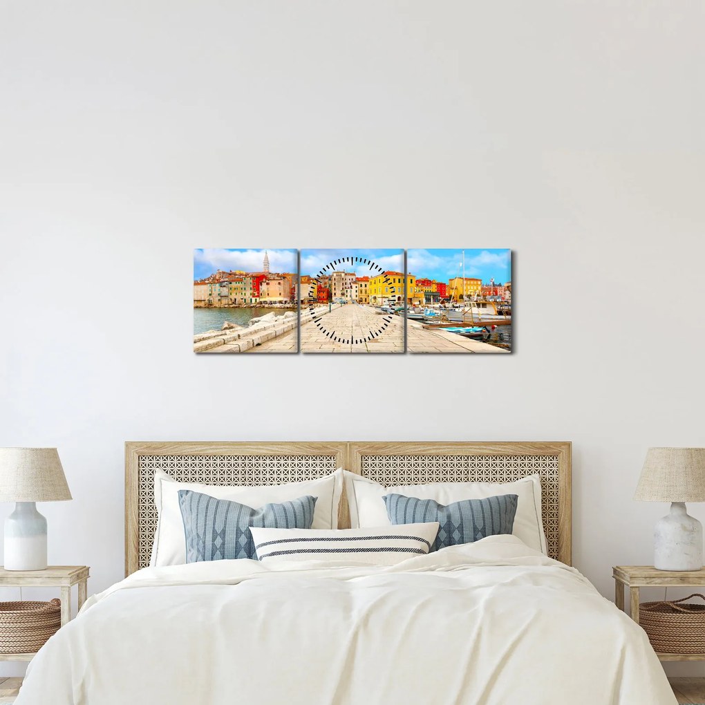 Kép - Poreč régi isztriai városa, Horvátország (órával) (90x30 cm)