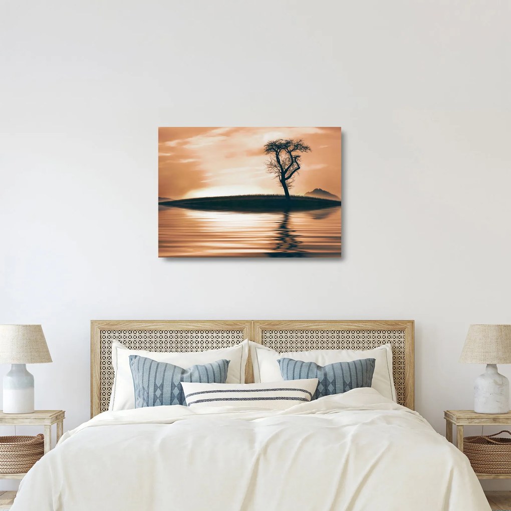 Egy fa képe egy szigeten (üvegen) (70x50 cm)