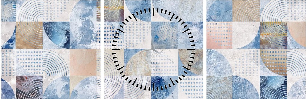 Kép - Geometrikus formák a falon (órával) (90x30 cm)