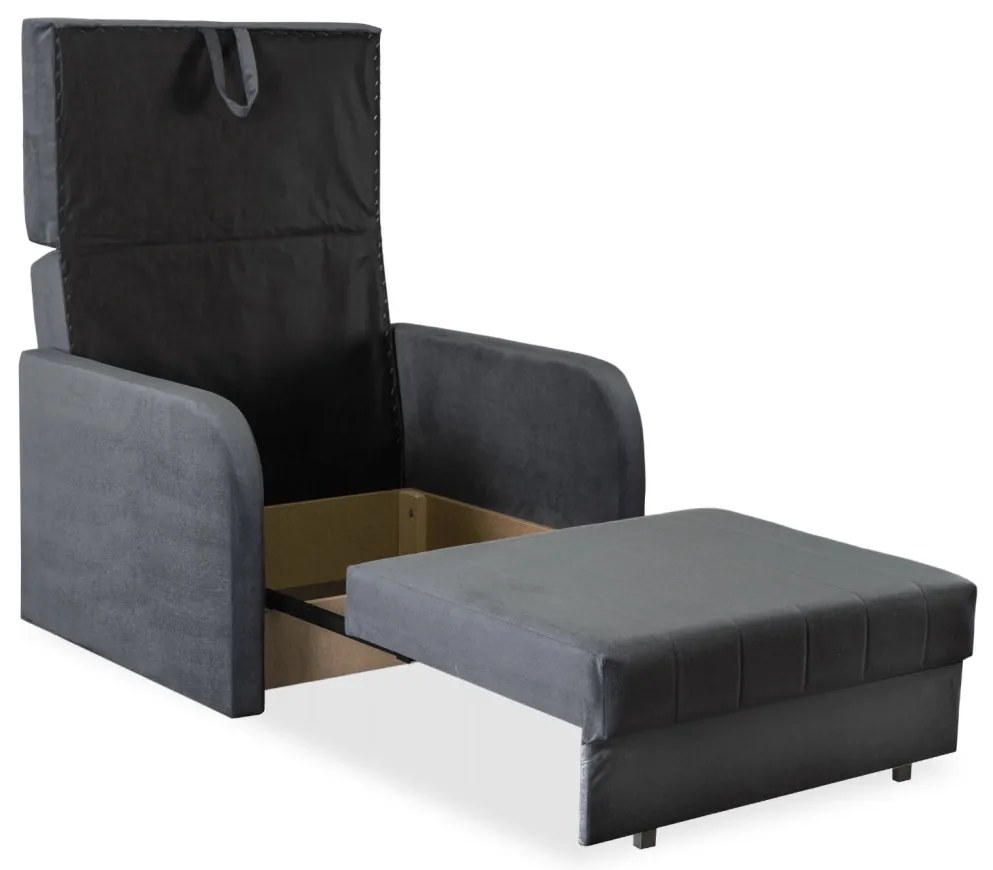 Egyszemélyes kihúzható fotelágy szürke színben – VERO