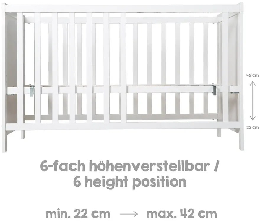 Fehér ágy mellé helyezhető babaágy 60x120 cm Hamburg – Roba