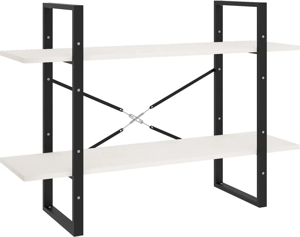 vidaXL kétszintes fehér tömör fenyőfa könyvszekrény 100 x 30 x 70 cm