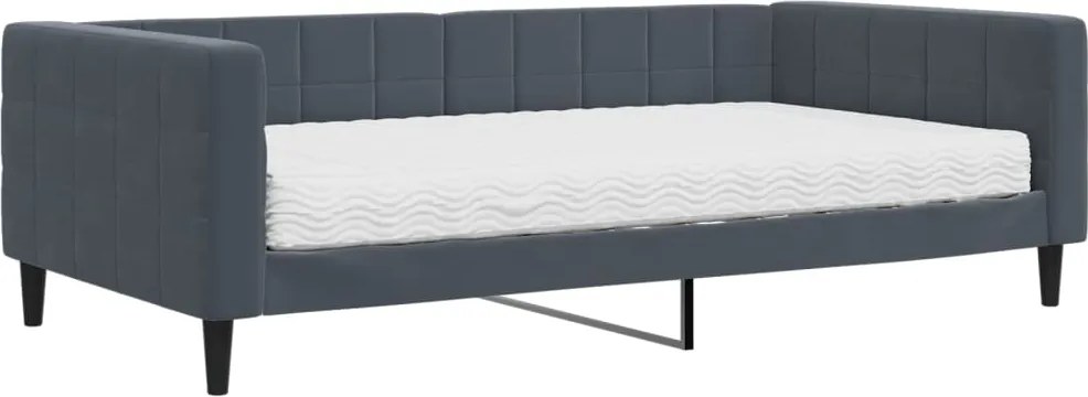 vidaXL sötétszürke bársony heverő matraccal 100 x 200 cm