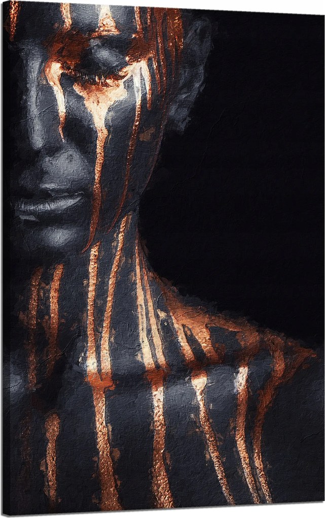 Vászonkép Fekete Nő Barna Csíkos Művészet 50x80 cm