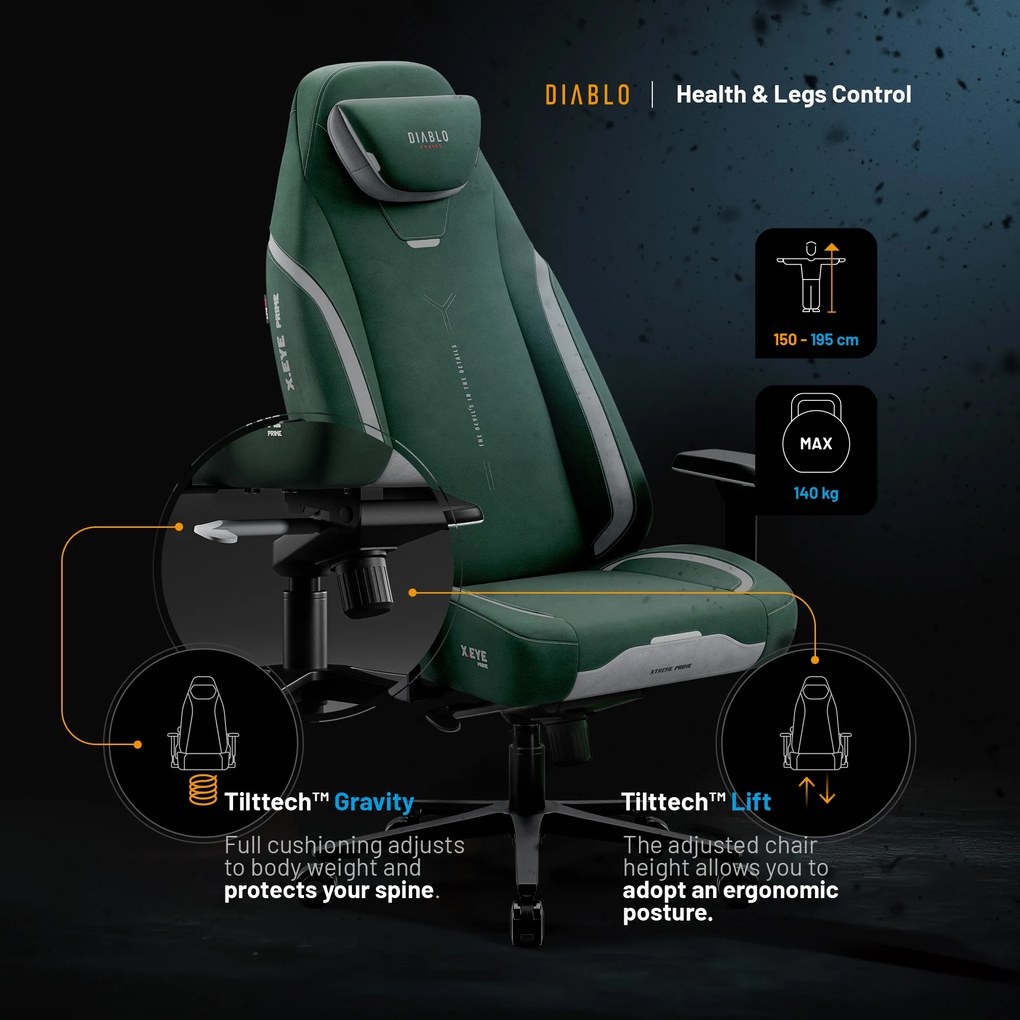 Gamer szék zöld forest green Normal Size: Diablo X-Eye Prime