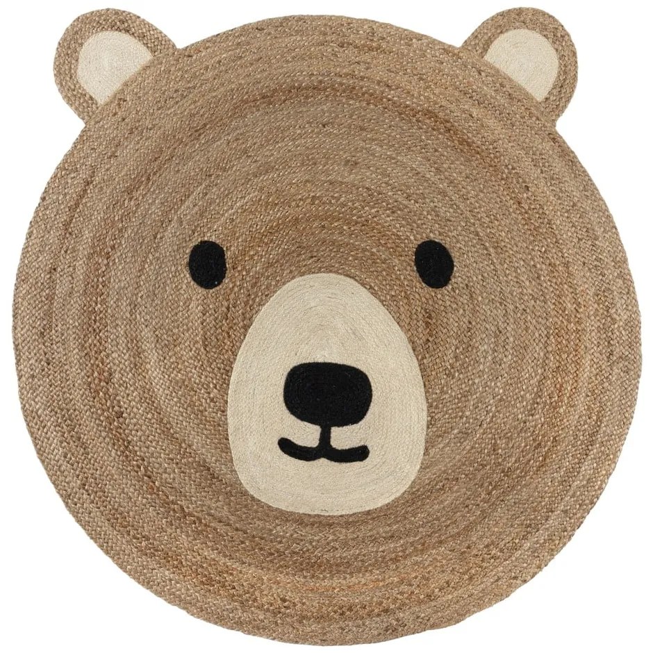 Natúr színű juta gyerek szőnyeg 100x100 cm Bertie Bear – Flair Rugs