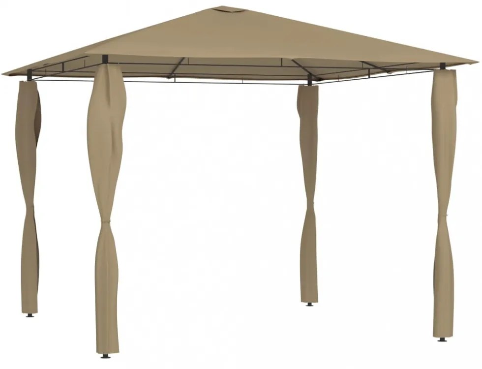 tópszínű pavilon oszlop takarókkal 3 x 3 x 2,6 m 160 g/m²