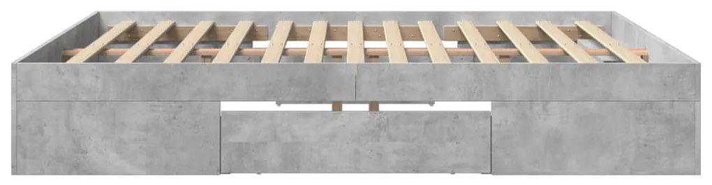 betonszürke szerelt fa ágykeret matrac nélkül 180 x 200 cm