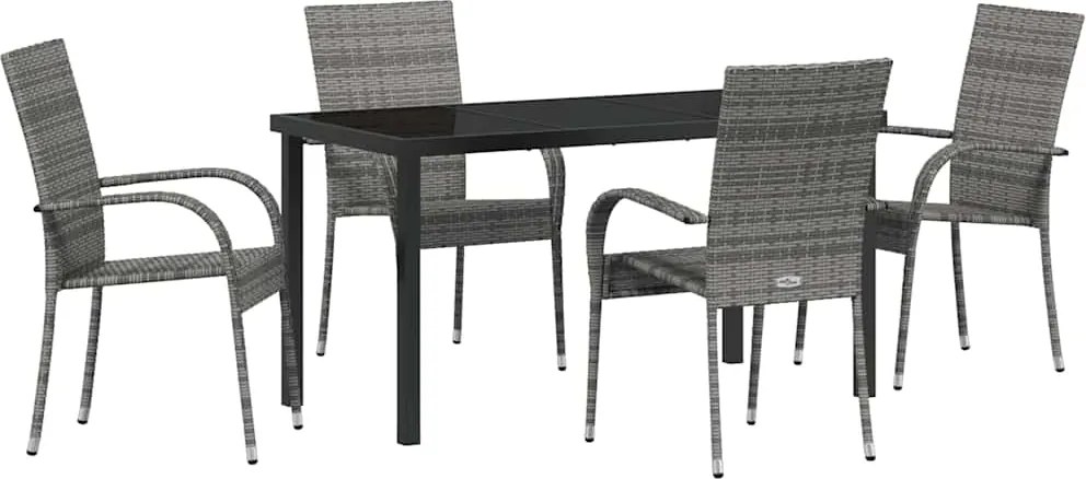 vidaXL Kert étkező szett 5 pcs Szürke Porszórt acél