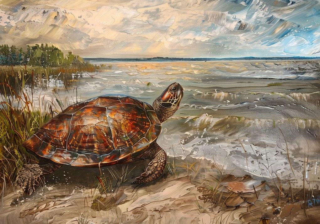 Poszter 100x70cm Tengerparti teknős