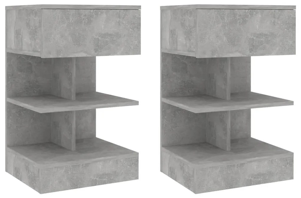 2 db betonszürke éjjeliszekrény 40 x 35 x 65 cm