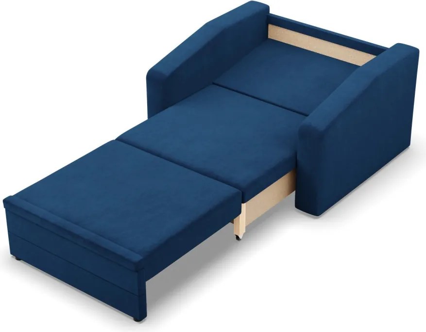 Vertico fekvőfotel, 80 cm széles, bársony, kék
