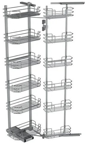 Konyhai fémrács, kamravasalat, 600mm, ezüst szürke, csillapított záródás, 12 kosár SIGE, Green Line 230A