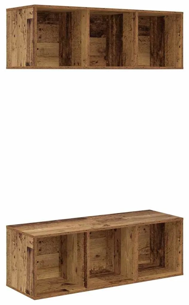 Fali TV szekrények 2 pcs Régi fa 37 x 37 x 107 cm Faanyag