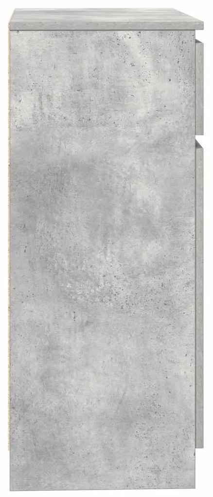 betonszürke szerelt fa tálalószekrény fiókos 71x35x84 cm