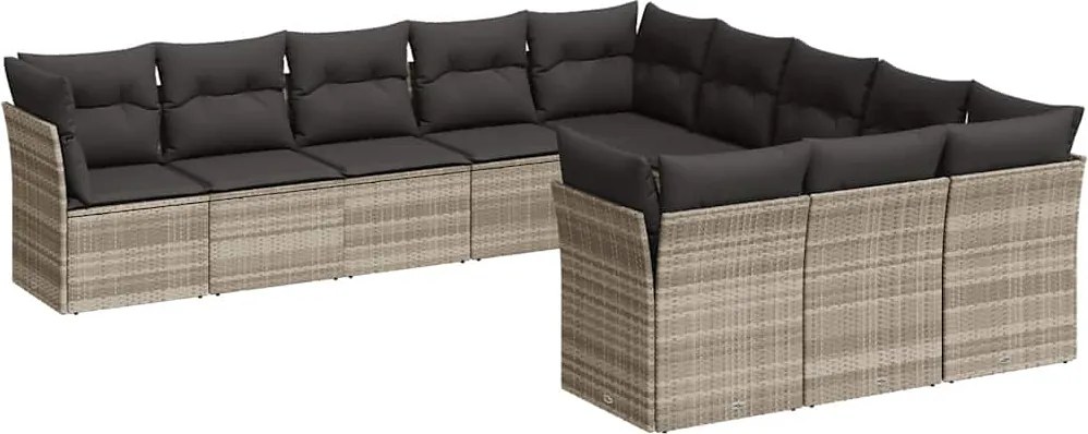 vidaXL 11 részes világosszürke polyrattan kerti ülőgarnitúra párnákkal