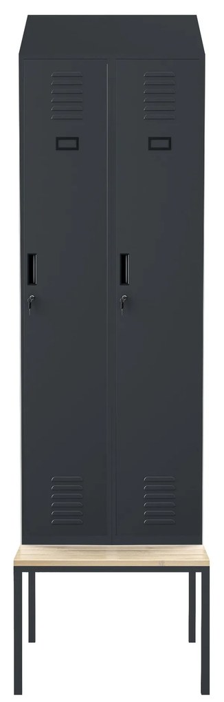 Fém öltözőszekrény paddal és tetővel KACPER II PRO, 600 x 2295 x 850 mm, antracit