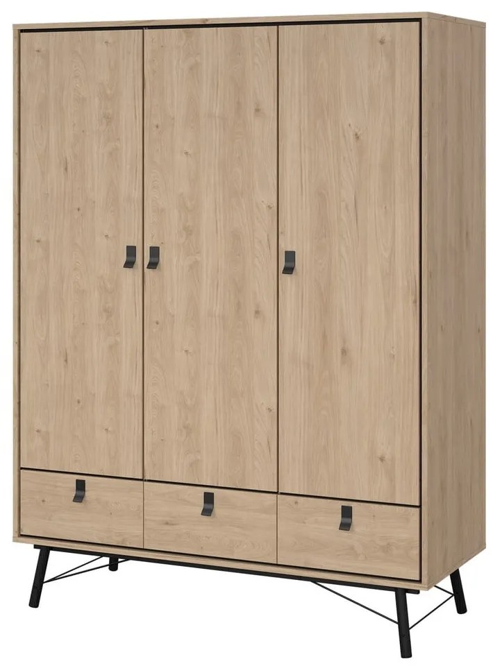 Natúr színű ruhásszekrény tölgyfa dekorral 150x200 cm Ry – Tvilum