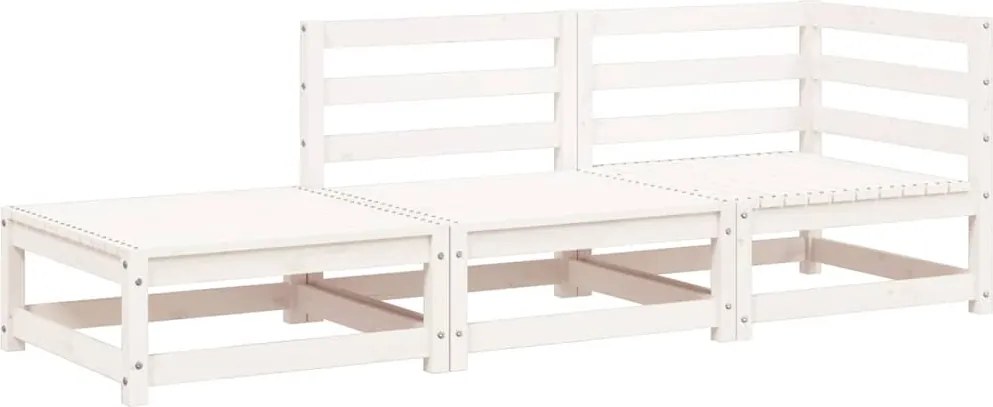 vidaXL kétszemélyes fehér tömör fenyőfa kerti kanapé lábzsámollyal