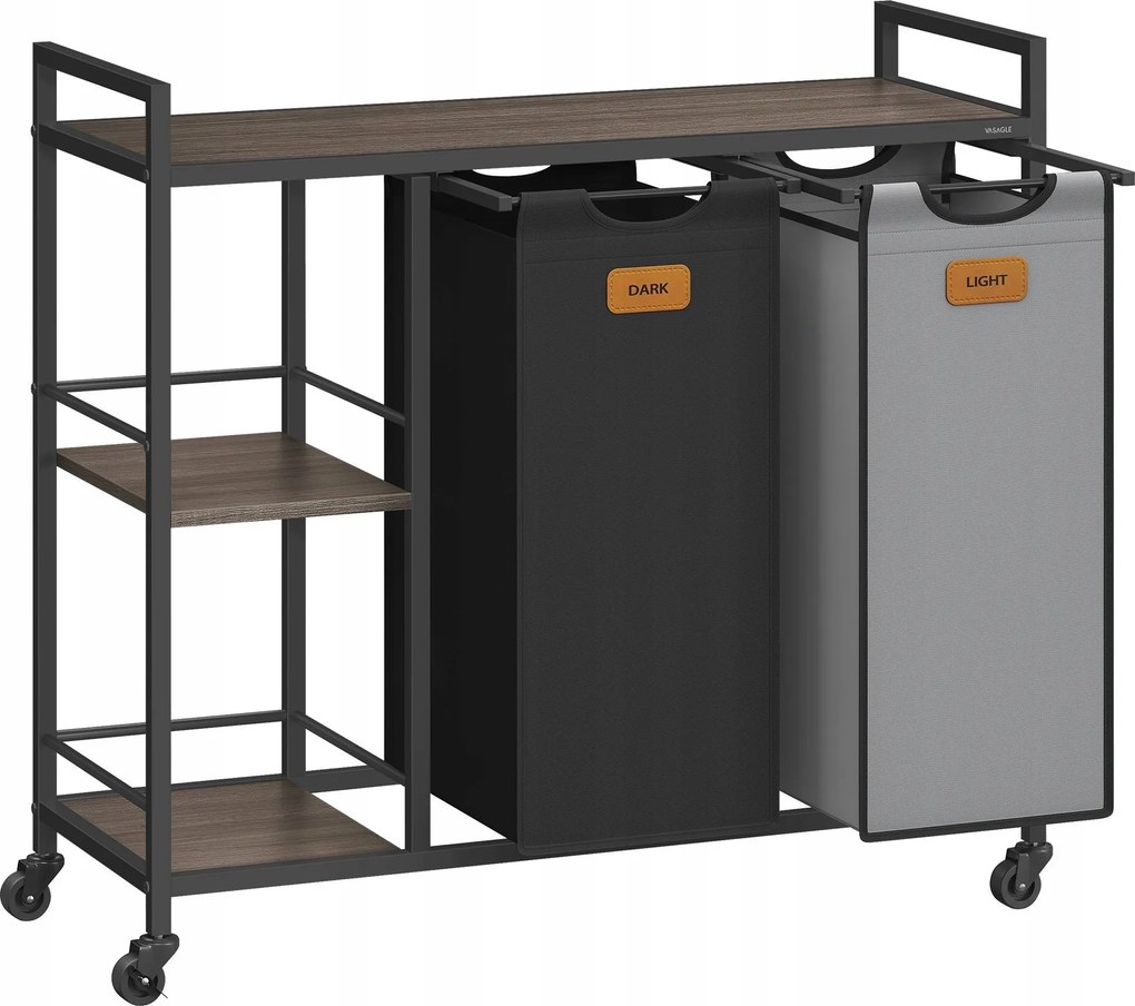 Funkcionális szennyestartó kosár 3 munkalappal 2 kivehető rekesz 50 L