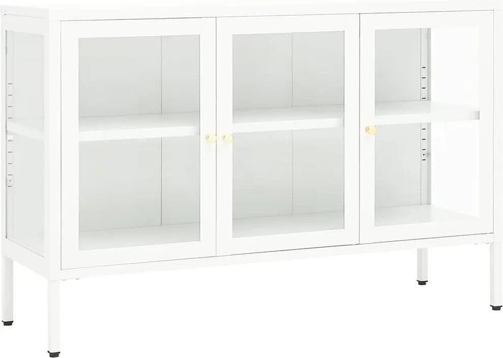 vidaXL fehér acél és üveg tálalószekrény 105 x 35 x 70 cm
