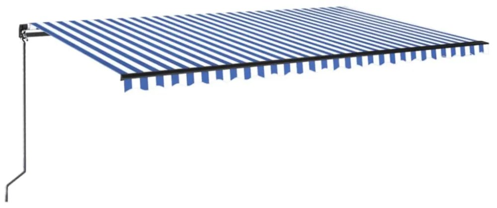kék és fehér kézzel kihúzható napellenző 500 x 350 cm