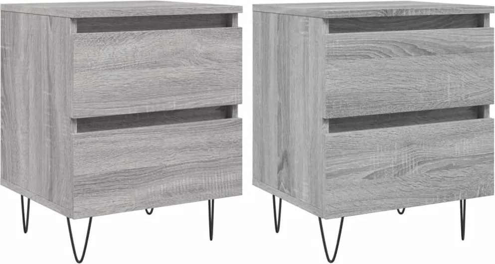 vidaXL 2 db szürke sonoma színű éjjeliszekrény 40 x 35 x 50 cm