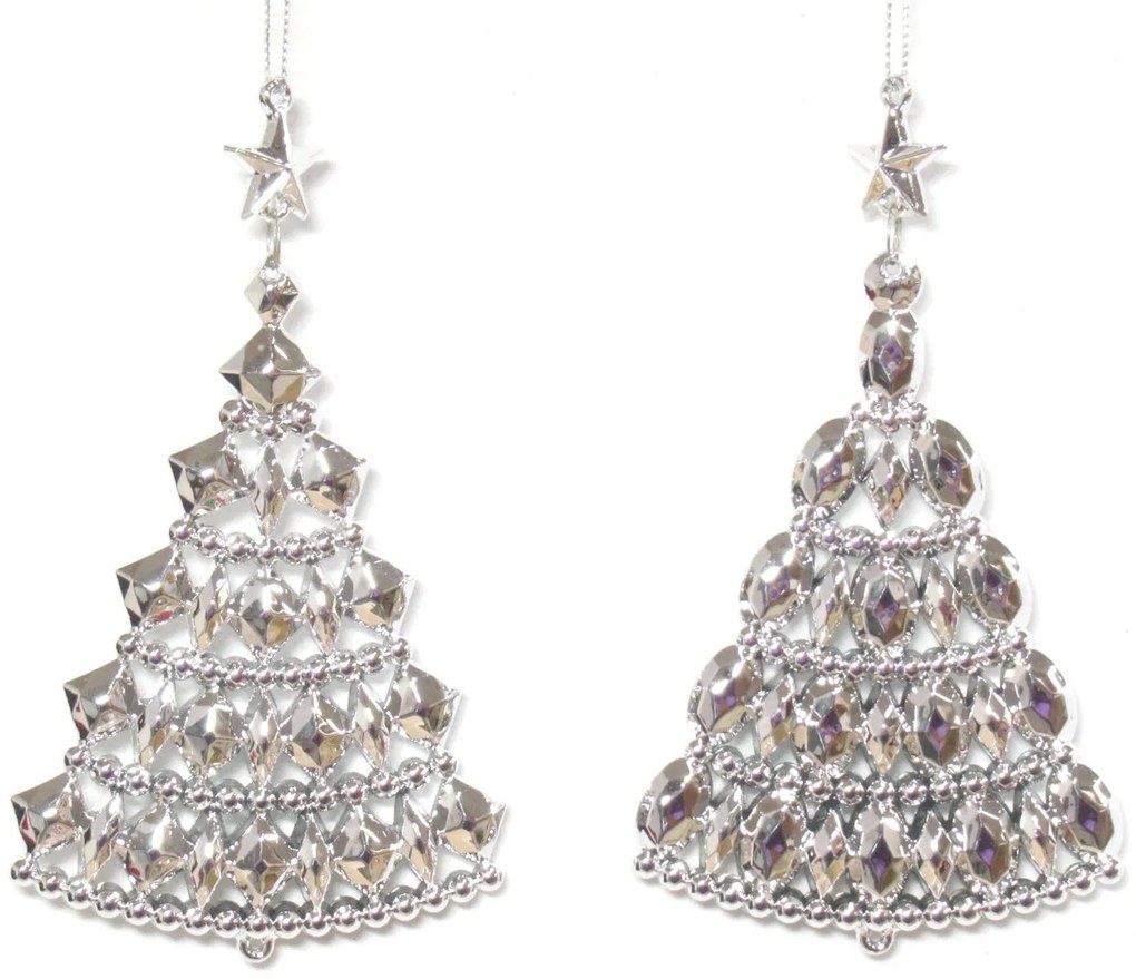 Ezüst karácsonyfák 14cm 2db