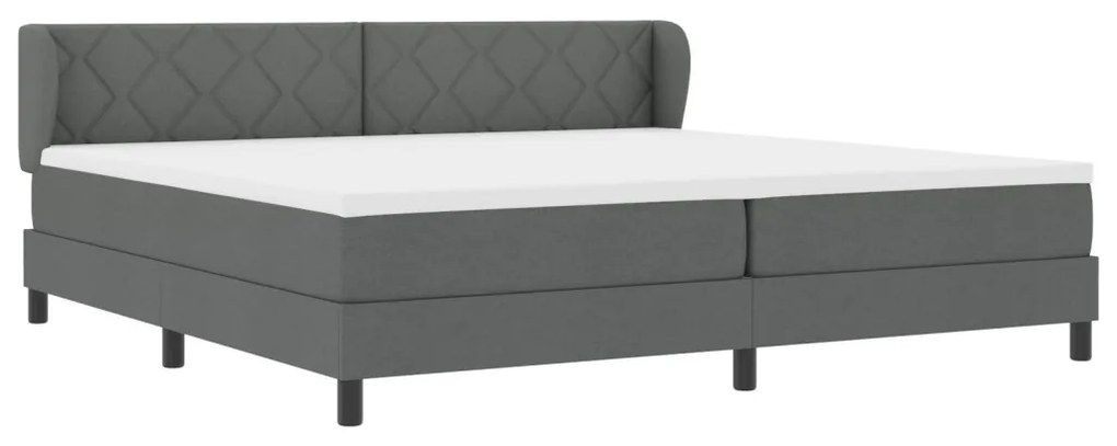 Boxspring Ágy Matracokkal Sötétszürke 200x200 cm Szövet