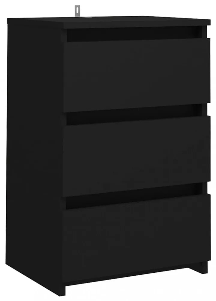 2 db fekete szerelt fa éjjeliszekrény 40 x 35 x 62,5 cm