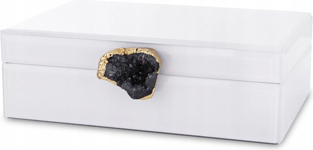 Üveg Ékszerdoboz Fehér Glamour Arany Fekete Achát