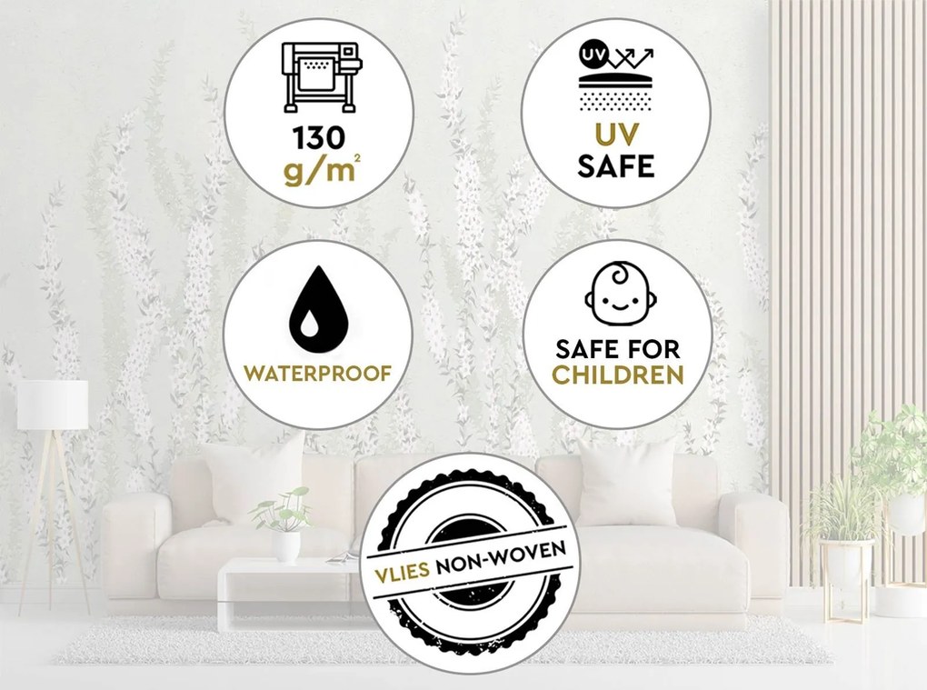 Gario Fotótapéta Harang alakú kis virágok a falon háttérben Anyag: Vlies, Méret: 450 x 315 cm