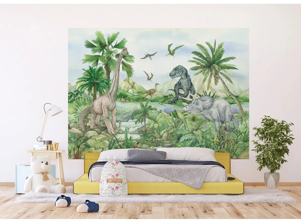 Gyerek fotótapéta Colourful Dino 252 x 182 cm, 4részes