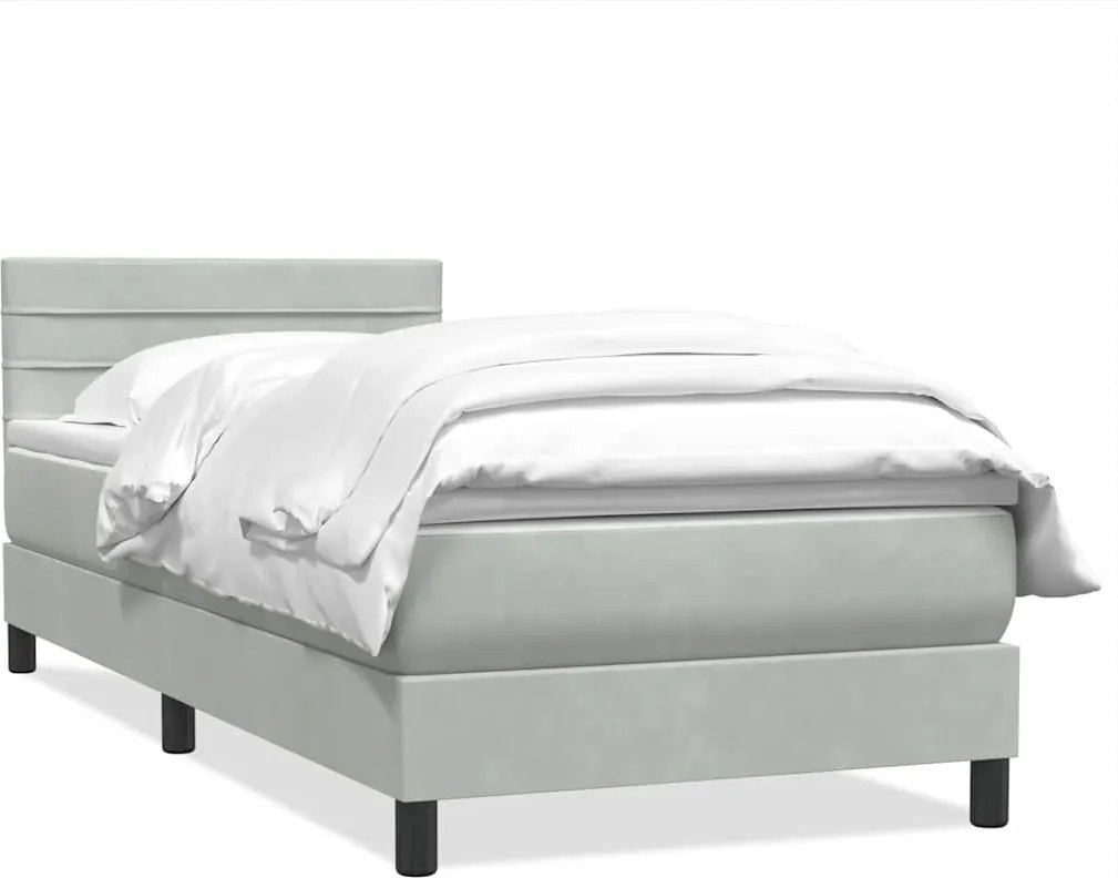 vidaXL világosszürke bársony rugós ágy matraccal 80x210 cm