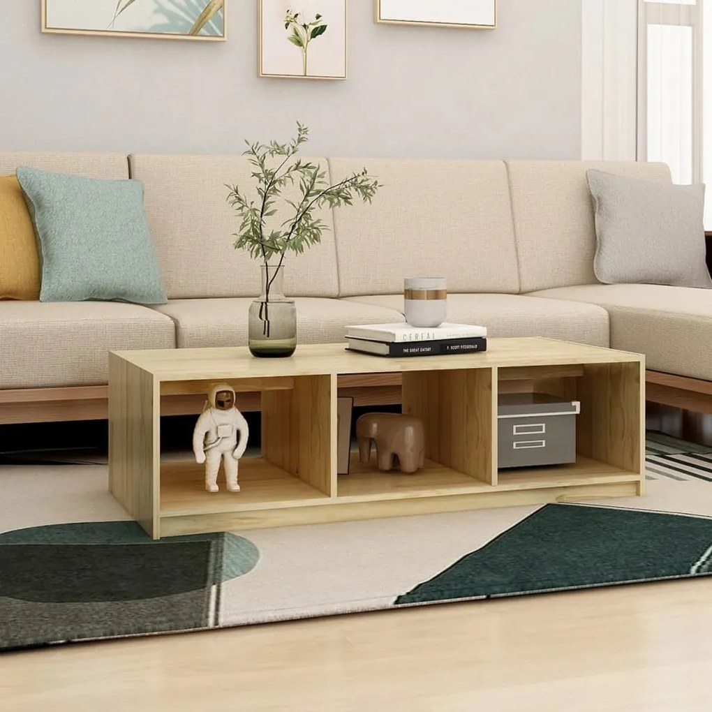 Tömör fenyőfa dohányzóasztal 110 x 50 x 34 cm