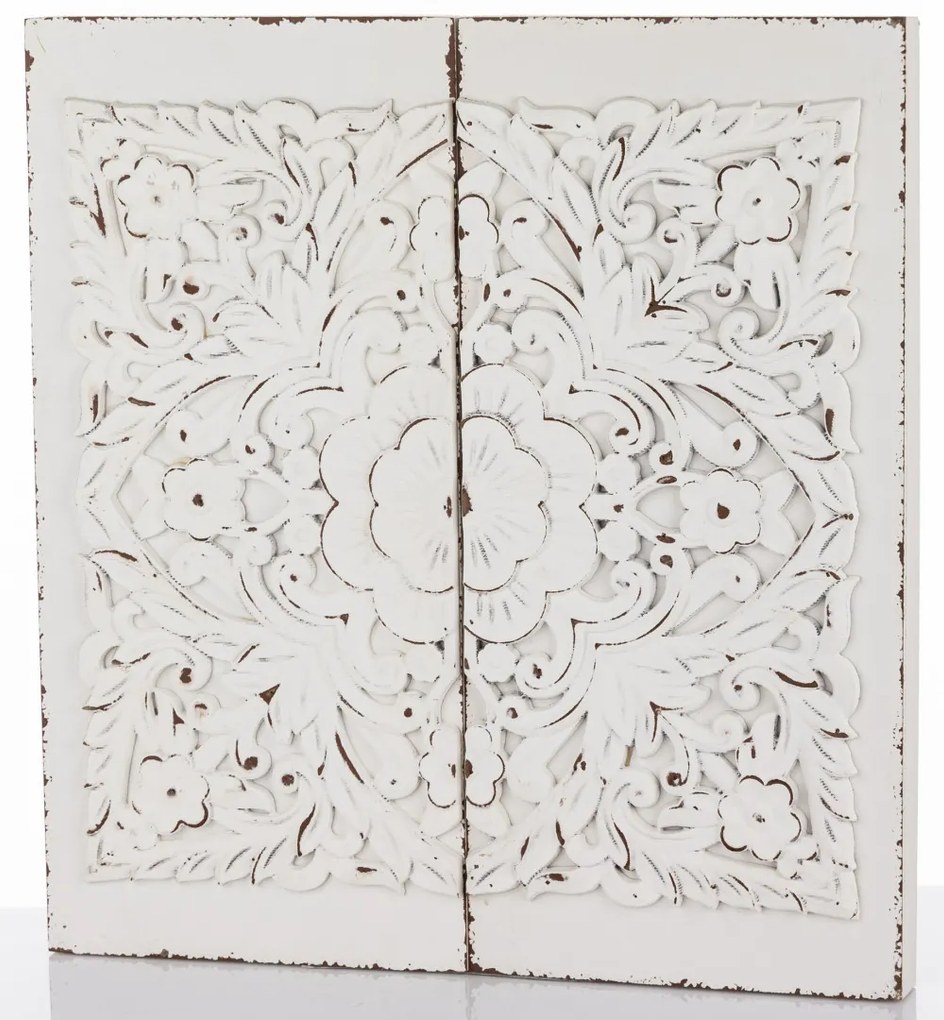 Kopottas vintage krém-barna 2 részes fa faldekoráció 60x56x4,5cm