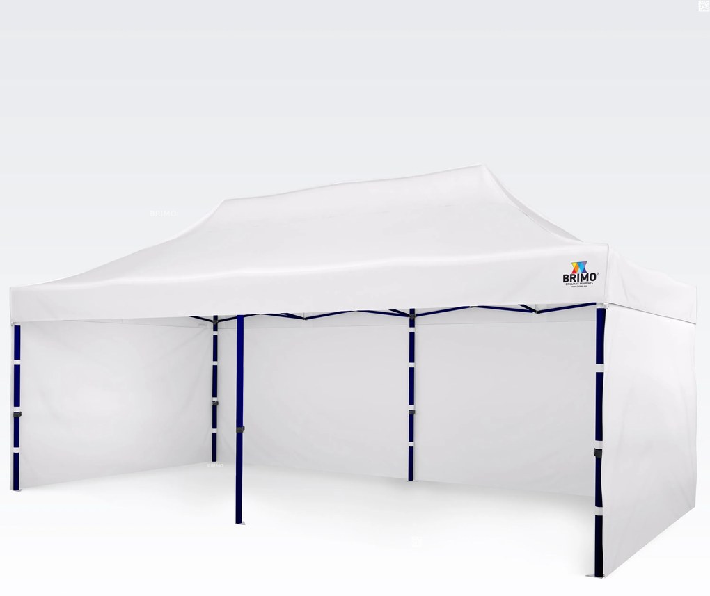 Kerti pavilon 3×6 m – összecsukható 3 fallal | BRIMO® - plusz 3 oldalfal - Fehér