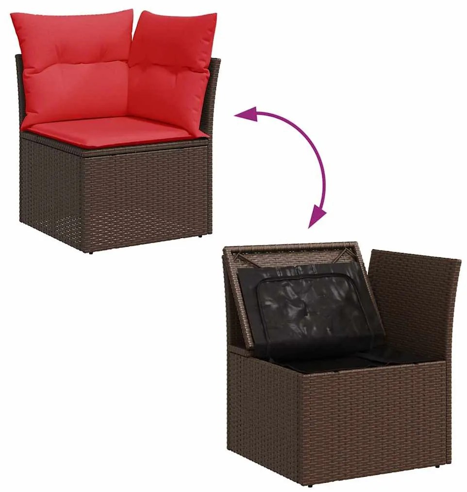 vidaXL 9 részes barna polyrattan akácfa kerti ülőgarnitúra párnákkal
