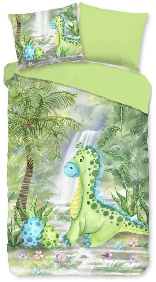 Zöld egyszemélyes-hosszabbított pamut gyerek ágyneműhuzat 140x220 cm Dani – Good Morning