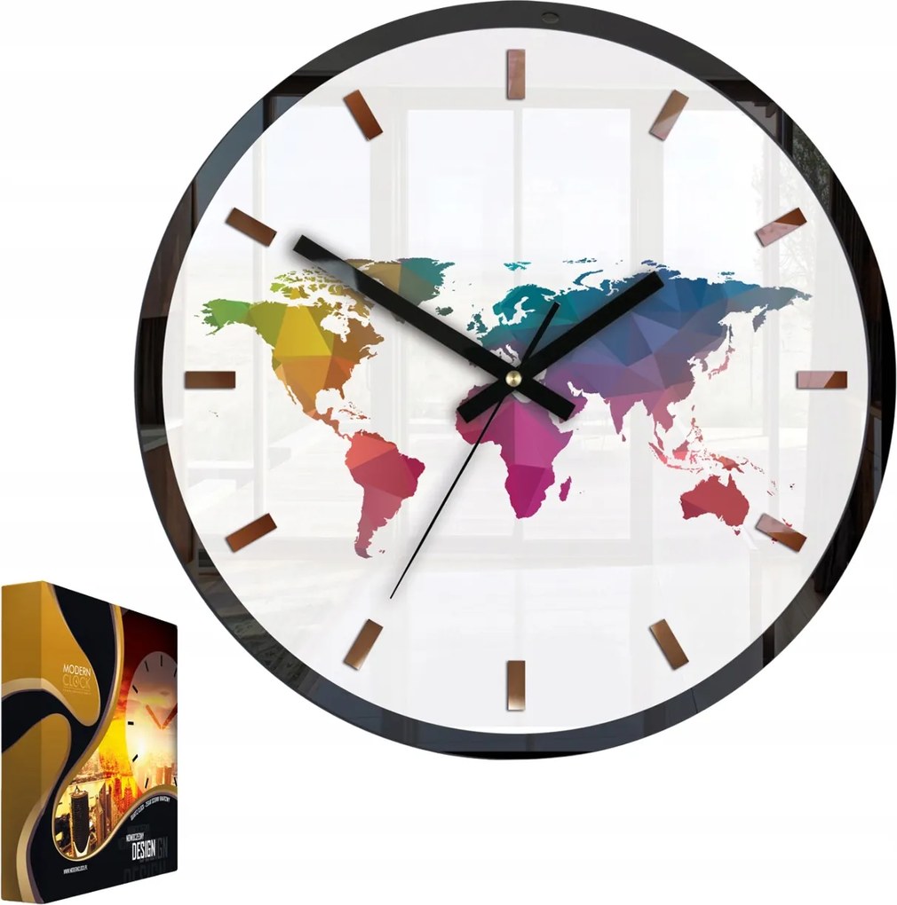 Modern stílusú falióra Akril Map Colorfull Kerek Nyírfa