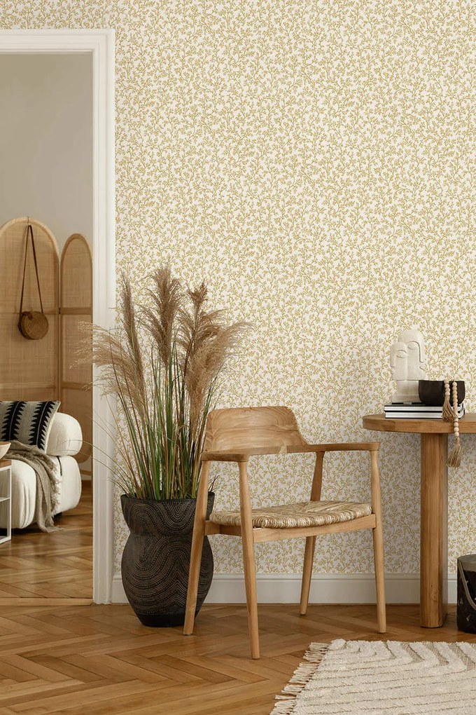 Holden Decor Wanderlust Posidonia okkersárga korallos vlies tapéta – 92043
