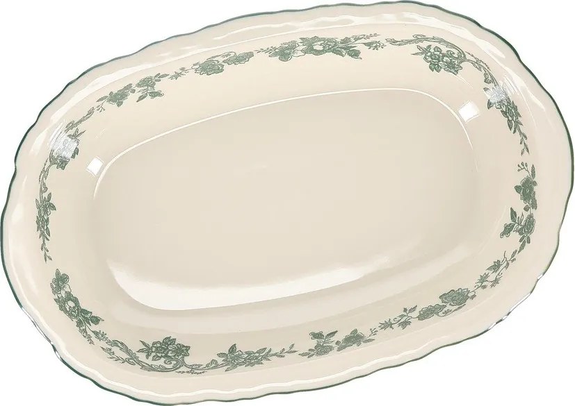 Zöld-elefántcsont színű szervírozó porcelán tányér Cyril – S|P Collection