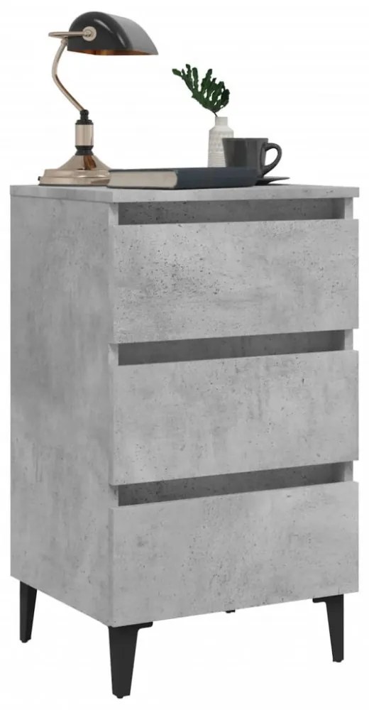2 db betonszürke éjjeliszekrény fémlábakkal 40 x 35 x 69 cm