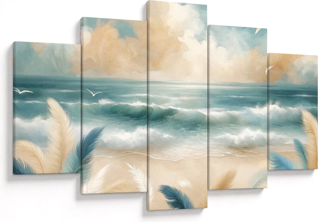 Kép – Festett strand lágy színekben (150x105 cm)