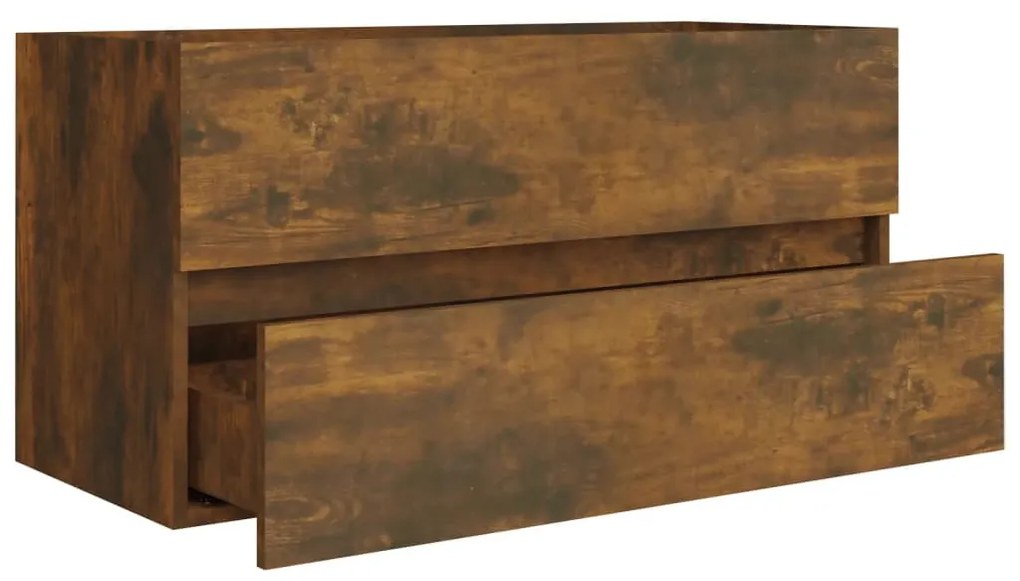 füstös tölgy színű szerelt fa mosdószekrény 90 x 38,5 x 45 cm